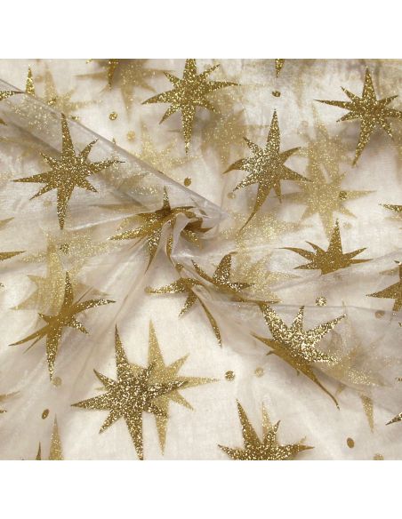 Organza imprimé Noël - Rose des vents