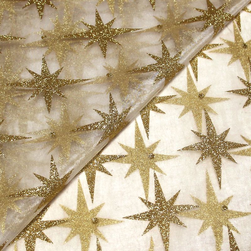 Organza imprimé Noël - Rose des vents