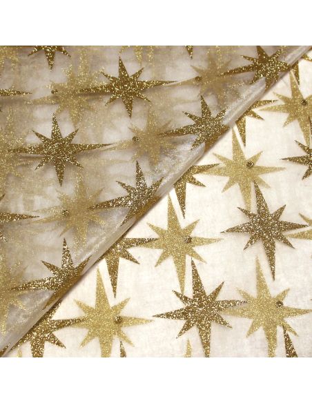 Organza imprimé Noël - Rose des vents