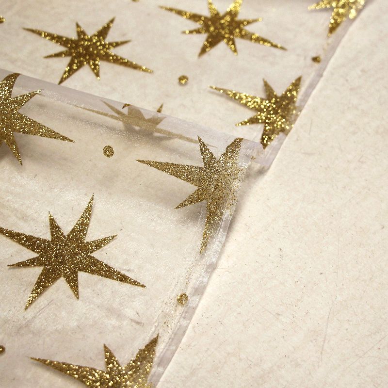 Organza imprimé Noël - Rose des vents