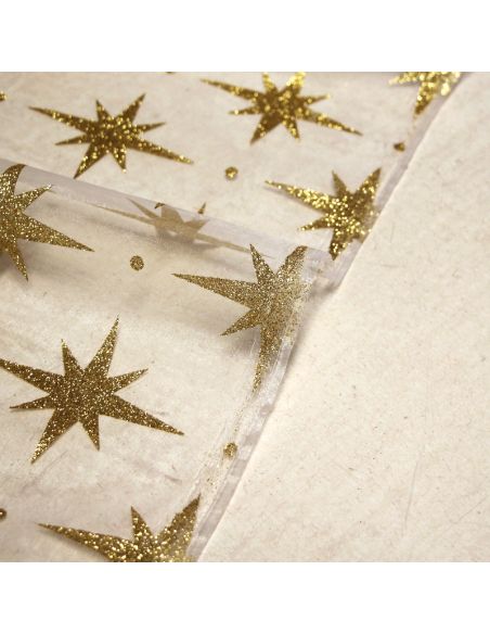 Organza imprimé Noël - Rose des vents