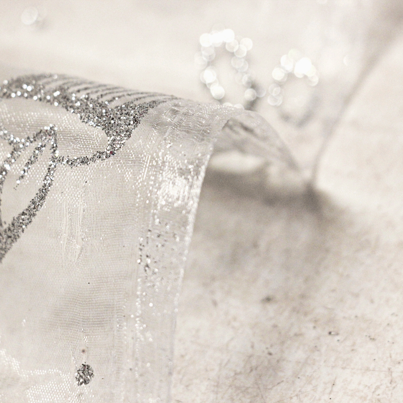 Organza imprimé Noël - Bougie argent