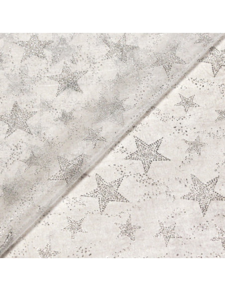 Organza imprimé Noël - Étoile argent