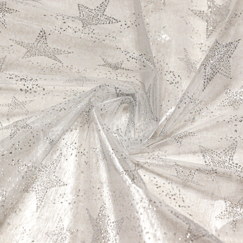 Organza imprimé Noël - Étoile argent