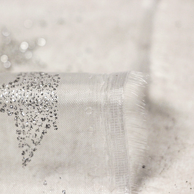 Organza imprimé Noël - Étoile argent