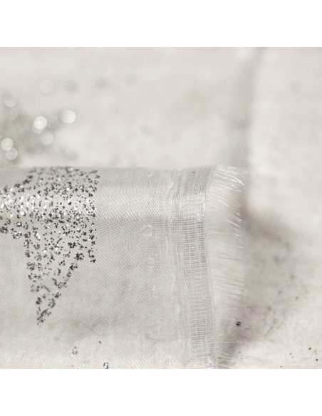 Organza imprimé Noël - Étoile argent