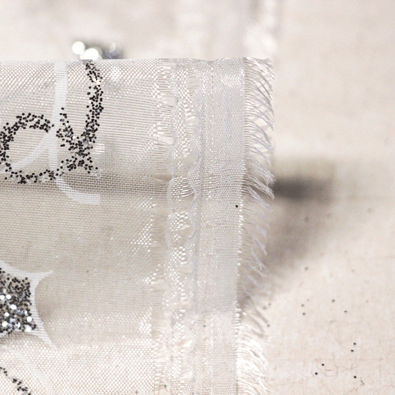 Organza imprimé Noël - Fleur argent