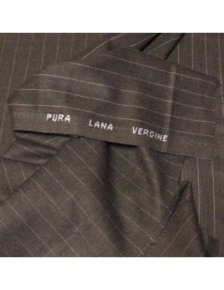 Flanelle 100% laine vierge - Marron rayure craie