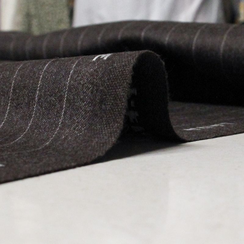 Flanelle 100% laine vierge - Marron rayure craie