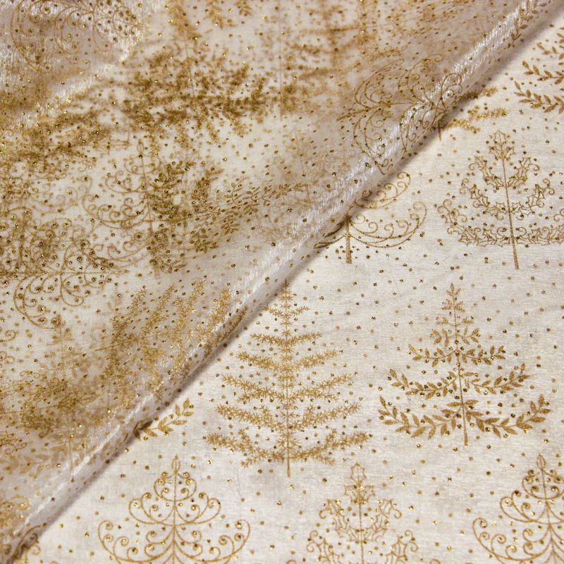 Organza imprimée Noël - Sapin doré
