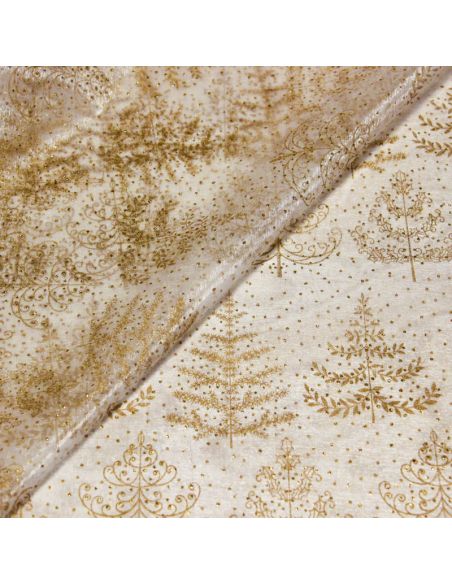 Organza imprimée Noël - Sapin doré