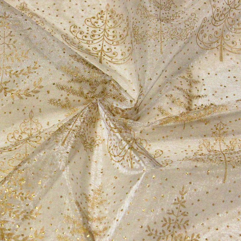 Organza imprimée Noël - Sapin doré