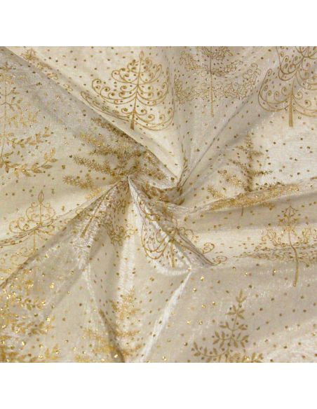 Organza imprimée Noël - Sapin doré