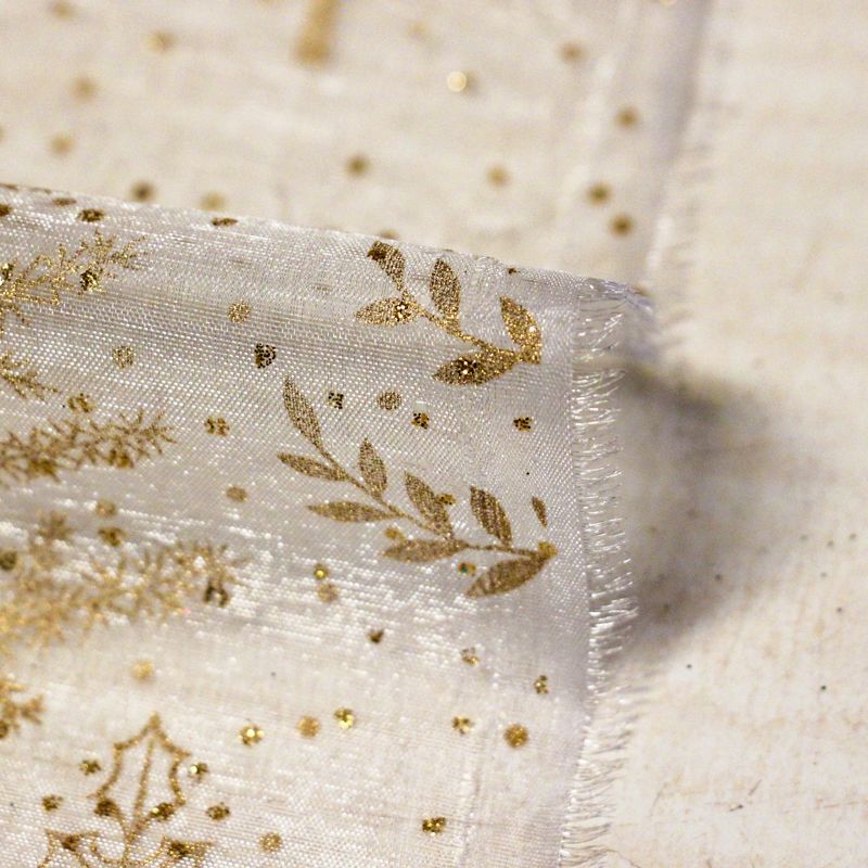 Organza imprimée Noël - Sapin doré