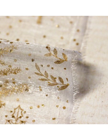 Organza imprimée Noël - Sapin doré