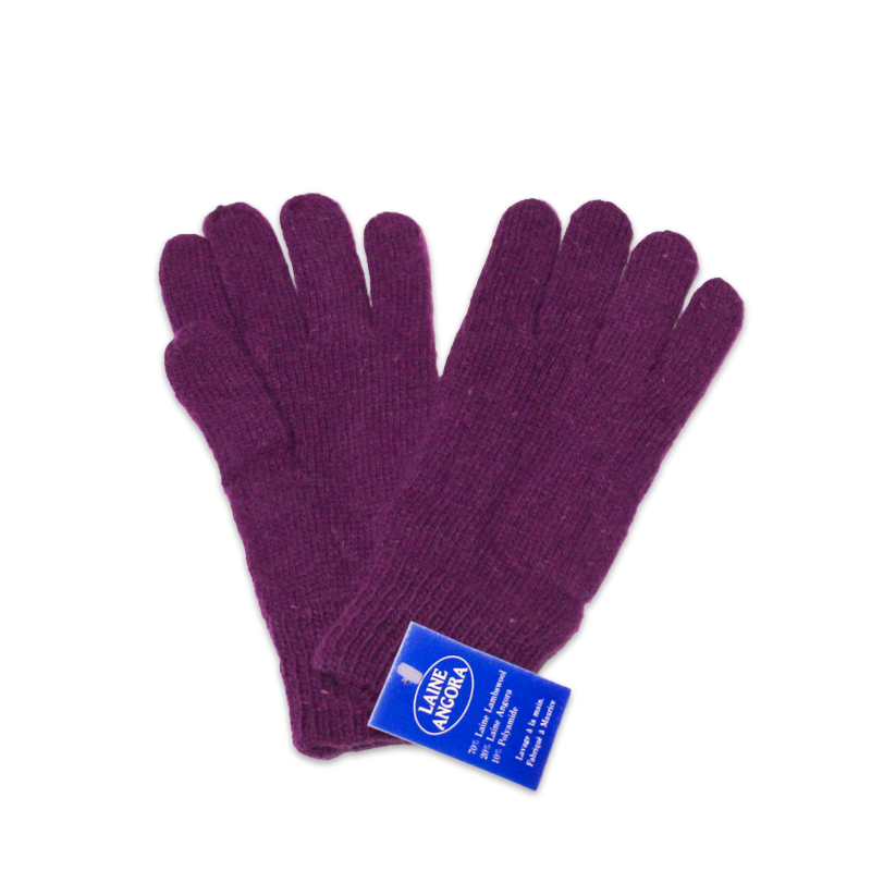 Gants laine & Angora - Mauve (Taille M)