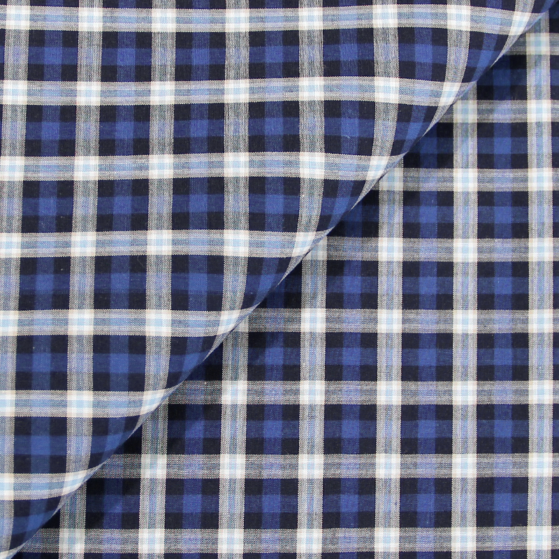 Tissu pour chemise 100% coton à carreaux - Indigo