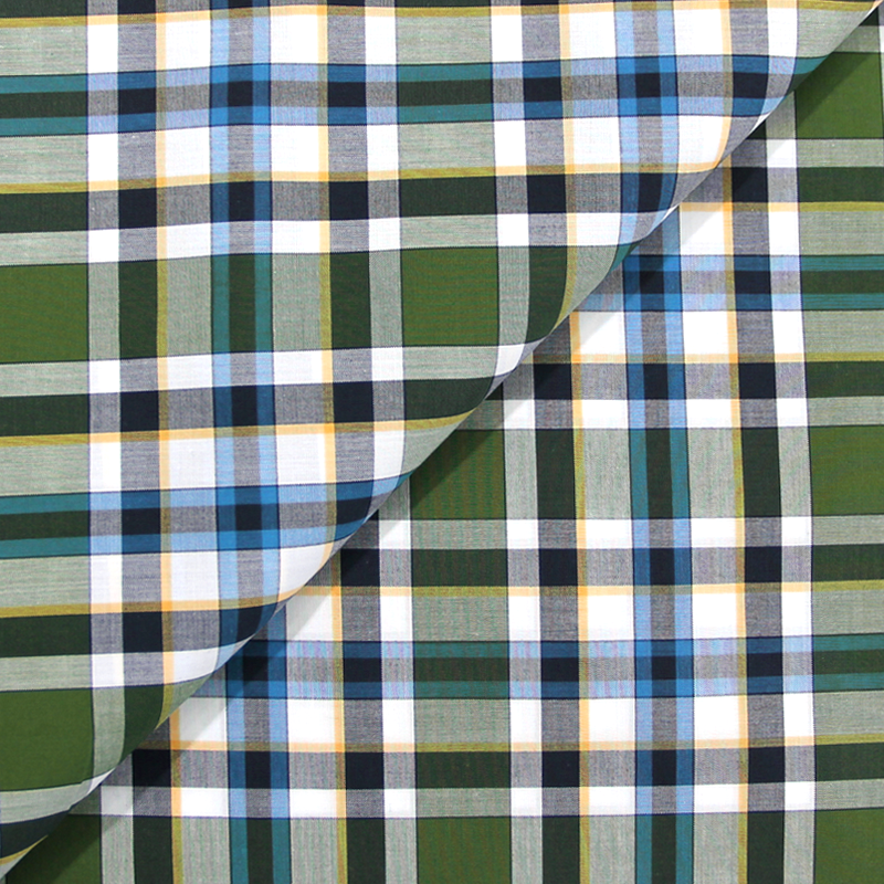 Tissu pour chemise 100% coton tissé-teint motifs clan - Vert