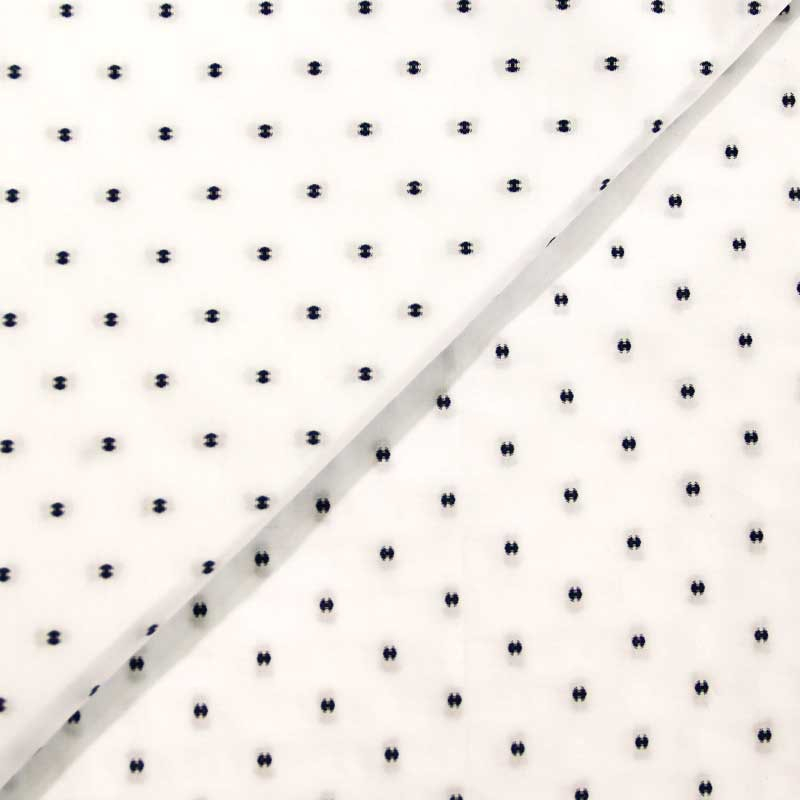 Tissu pour chemise 100% coton brodé - blanc vendu au mètre