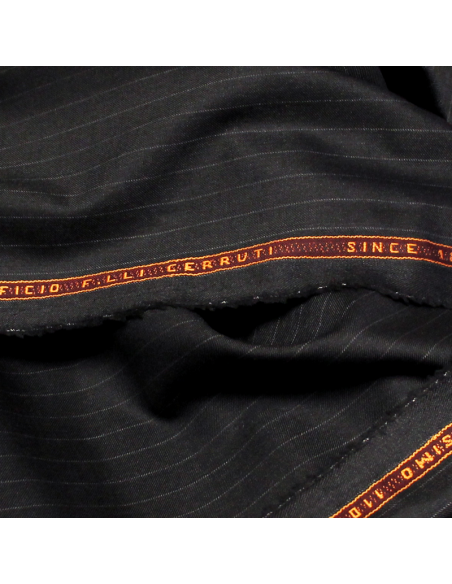 Tissu tailleur sergé 100% laine super 110's - Rayure craie anthracite (Coupon de 3,10 mètres)