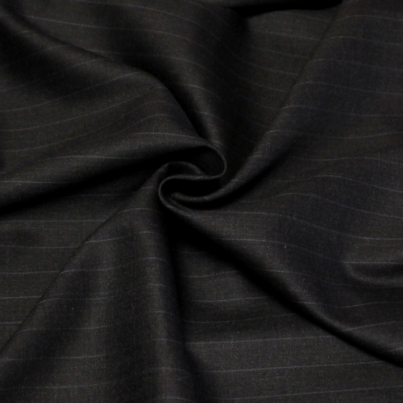 Tissu tailleur sergé 100% laine mérinos super 100's - Rayure craie fond anthracite