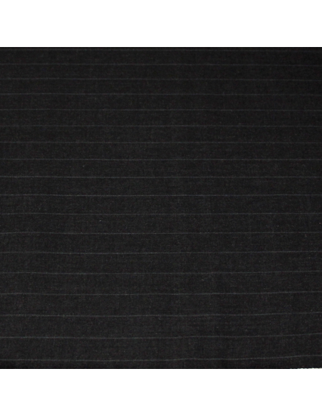 Tissu tailleur sergé 100% laine mérinos super 100's - Rayure craie fond anthracite