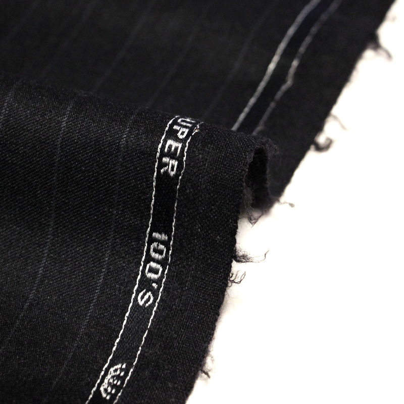 Tissu tailleur sergé 100% laine mérinos super 100's - Rayure craie fond anthracite