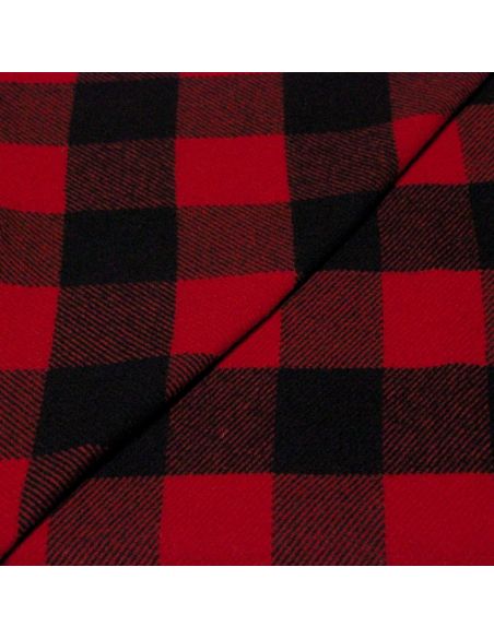 Sergé de laine à carreaux - Rouge & noir