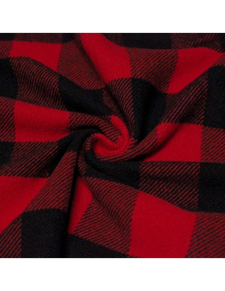 Sergé de laine à carreaux - Rouge & noir