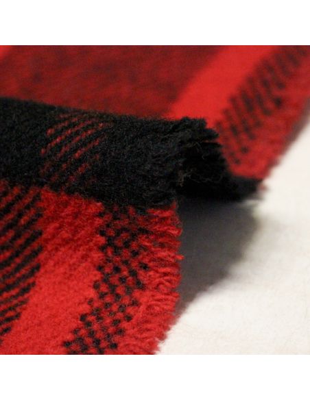 Sergé de laine à carreaux - Rouge & noir