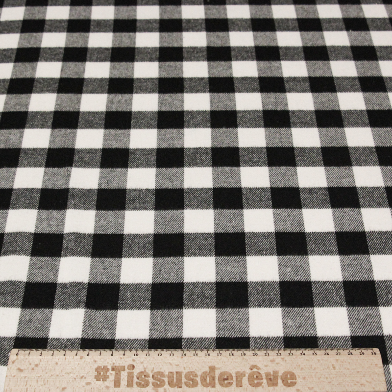 Flanelle de coton - Carreaux noir et blanc
