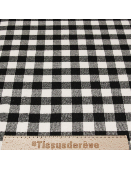 Flanelle de coton - Carreaux noir et blanc
