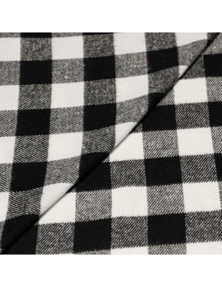 Flanelle de coton - Carreaux noir et blanc