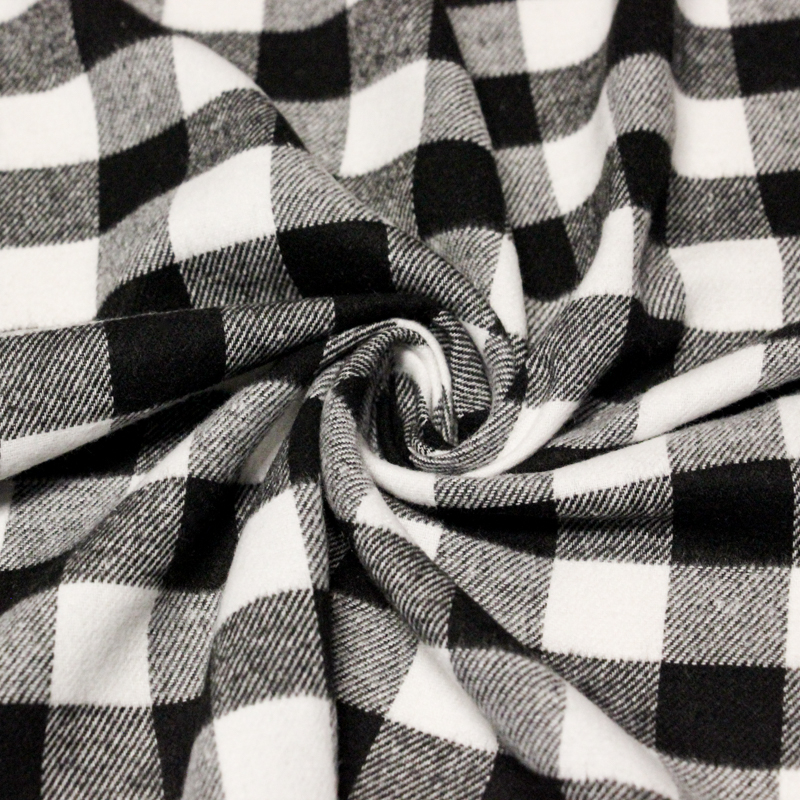 Flanelle de coton - Carreaux noir et blanc