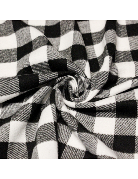 Flanelle de coton - Carreaux noir et blanc