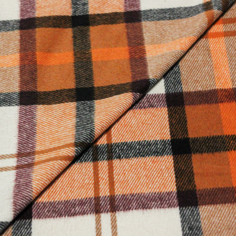 Flanelle de coton - Carreaux orange