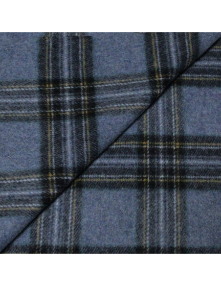 Écharpe à frange de laine - Carreaux bleu