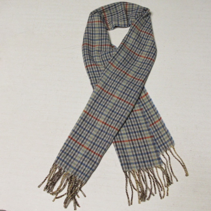 Écharpe à frange de laine - Carreaux ligne jaune, rouge & marron