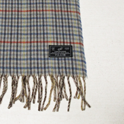 Écharpe à frange de laine - Carreaux ligne jaune, rouge & marron 2