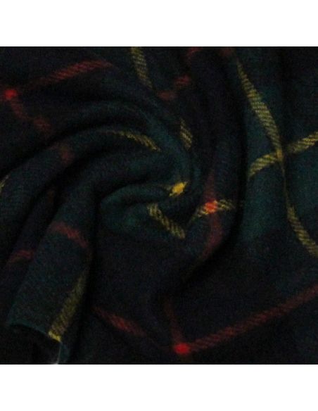 Écharpe à frange de laine - Carreaux vert