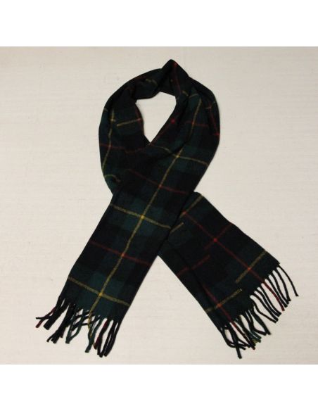 Écharpe à frange de laine - Carreaux vert