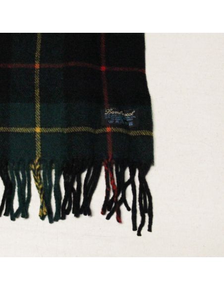 Écharpe à frange de laine - Carreaux vert
