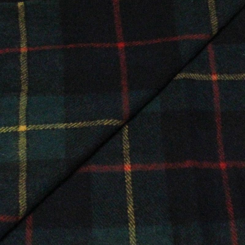 Écharpe à frange de laine - Carreaux vert