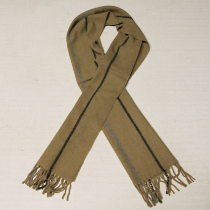 Écharpe à frange - Rayure fond camel