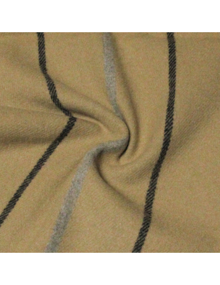 Écharpe à frange - Rayure fond camel