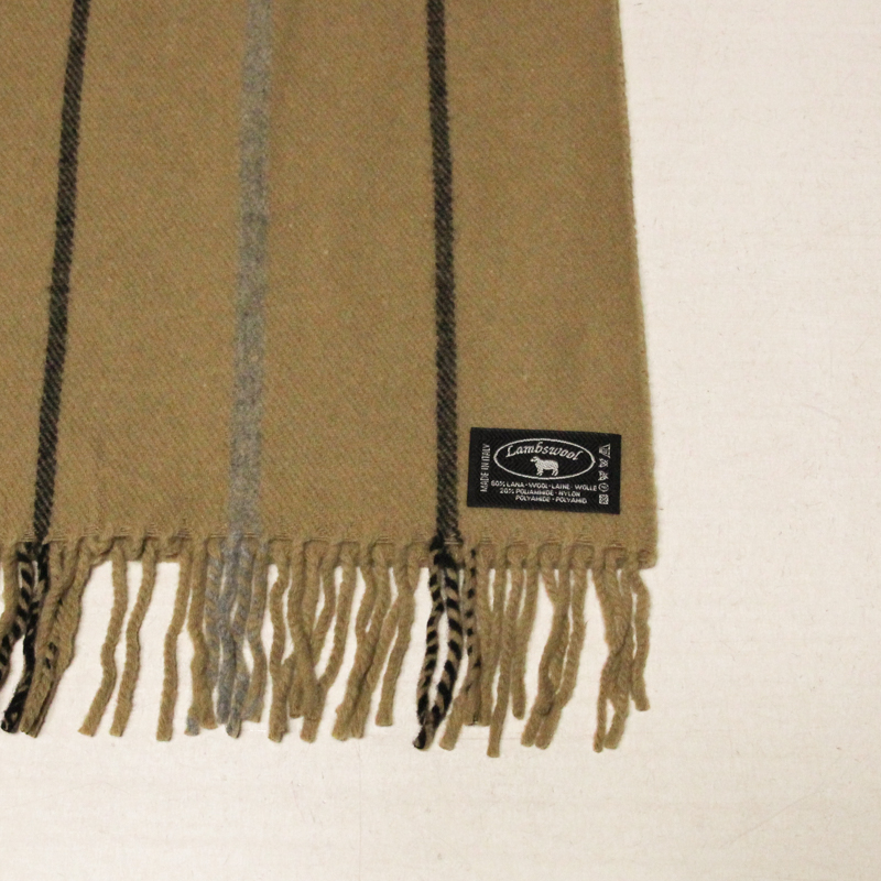 Écharpe à frange - Rayure fond camel