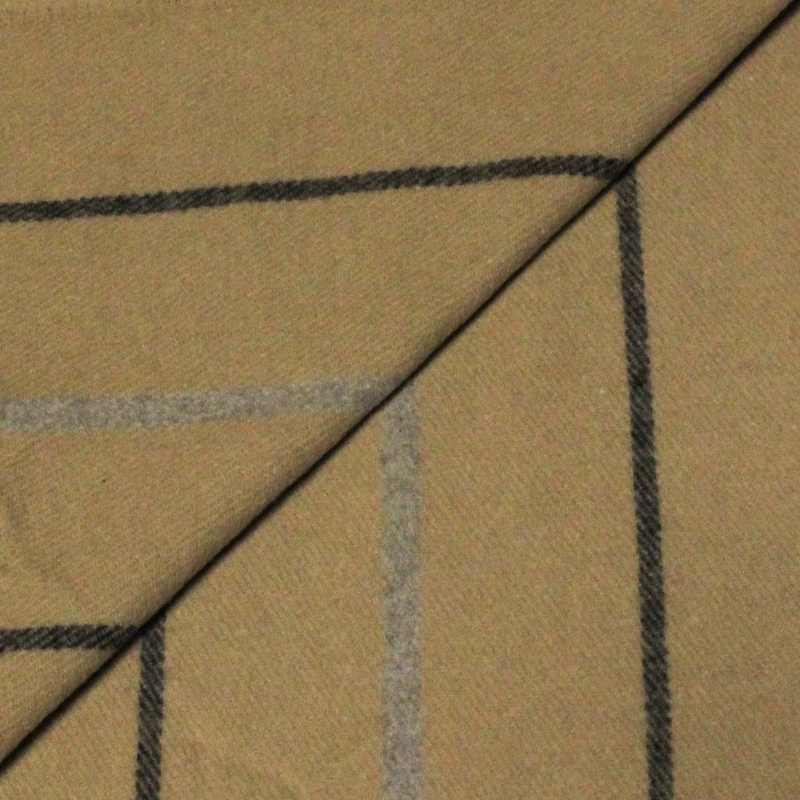 Écharpe à frange - Rayure fond camel