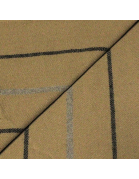 Écharpe à frange - Rayure fond camel