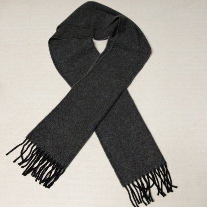 Écharpe à frange 100% laine - Chevron noir & gris