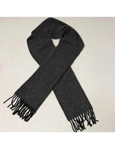 Écharpe à frange 100% laine - Chevron noir & gris